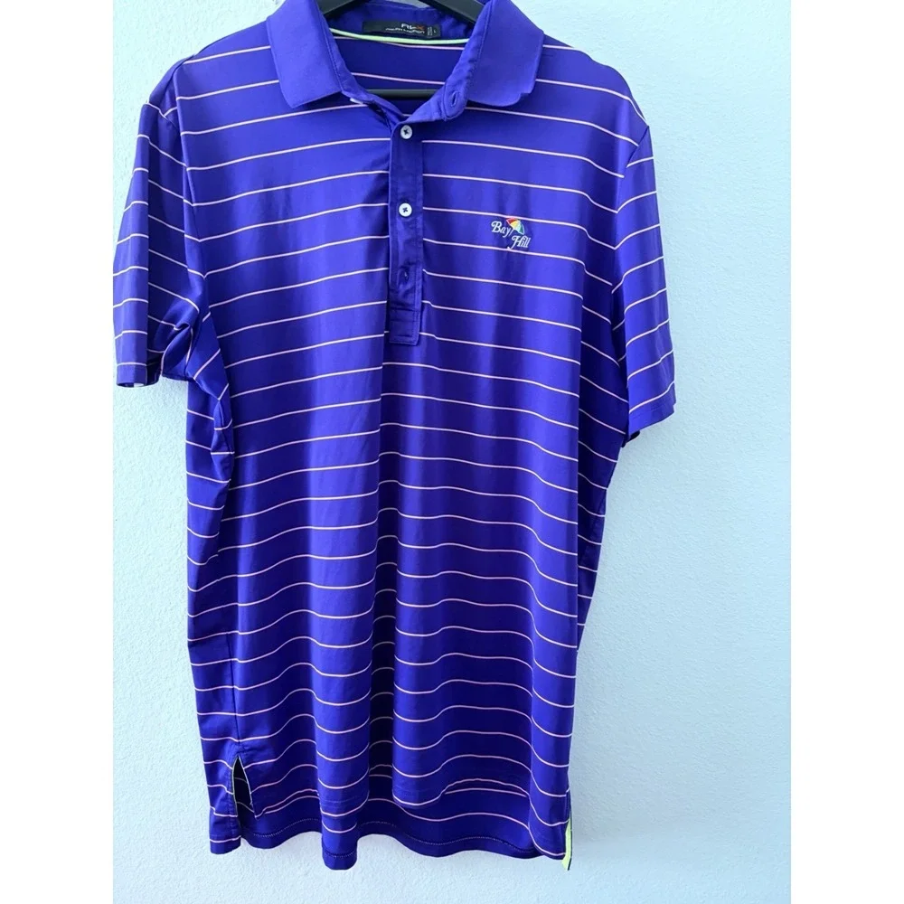 RLX Ralph Lauren Men's Large Striped Performance Golf Polo Shirt Bay Hill